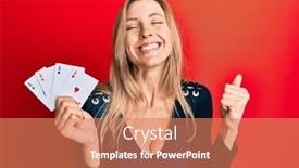  Presentation with poker - Cool new theme with beautiful-caucasian-woman-holding-ace backdrop and a coral colored foreground