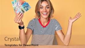  Presentation with australian wine - Slide set featuring beautiful-caucasian-woman-holding-australian background and a coral colored foreground