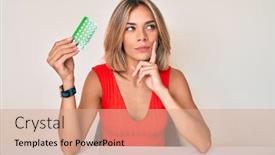  Presentation with control - Slide set consisting of beautiful-caucasian-woman-holding-birth background and a coral colored foreground