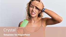  Presentation with stressed - Colorful slide deck enhanced with beautiful-caucasian-woman-holding-birth backdrop and a coral colored foreground