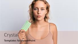  Presentation with attitude - Beautiful PPT layouts featuring beautiful-caucasian-woman-holding-birth backdrop and a coral colored foreground