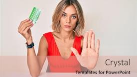  Presentation with control - PPT layouts enhanced with beautiful-caucasian-woman-holding-birth background and a coral colored foreground