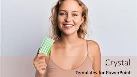  Presentation with control - Presentation theme consisting of beautiful-caucasian-woman-holding-birth background and a coral colored foreground