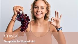  Presentation with branch - PPT layouts enhanced with beautiful-caucasian-woman-holding-branch background and a coral colored foreground