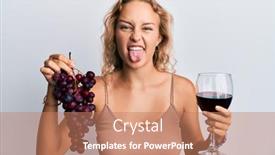  Presentation with branch - Presentation design featuring beautiful-caucasian-woman-holding-branch background and a coral colored foreground