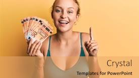  Presentation with bunch - Audience pleasing presentation theme consisting of beautiful-caucasian-woman-holding-bunch backdrop and a yellow colored foreground