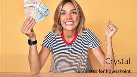  Presentation with canadian - PPT layouts having beautiful-caucasian-woman-holding-canadian background and a coral colored foreground