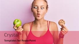  Presentation with beautiful green - Colorful slide deck enhanced with beautiful-caucasian-woman-holding-green backdrop and a red colored foreground