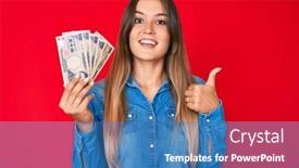  Presentation with japanese - Beautiful slide set featuring beautiful-caucasian-woman-holding-japanese backdrop and a teal colored foreground