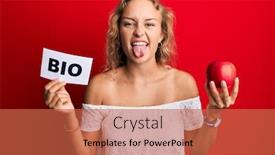  Presentation with bio - Slide deck enhanced with beautiful-caucasian-woman-holding-red background and a red colored foreground