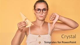  Presentation with negative - Audience pleasing presentation theme consisting of beautiful-caucasian-woman-holding backdrop and a coral colored foreground