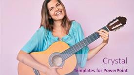  Presentation with classical guitar - Slide set enhanced with beautiful-caucasian-woman-playing-classical background and a lemonade colored foreground