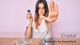  Presentation with poker chips - Slide set enhanced with beautiful-caucasian-woman-playing-poker background and a coral colored foreground