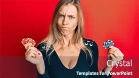  Presentation with poker chips - Audience pleasing presentation design consisting of beautiful-caucasian-woman-playing-poker backdrop and a navy blue colored foreground
