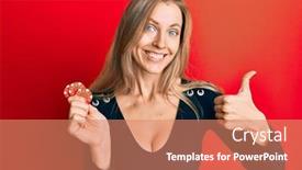  Presentation with poker chips - Cool new slide set with beautiful-caucasian-woman-playing-poker backdrop and a coral colored foreground