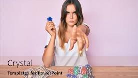  Presentation with poker chips - Amazing slides having beautiful-caucasian-woman-playing-poker backdrop and a coral colored foreground