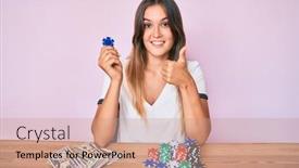  Presentation with poker chips - PPT layouts enhanced with beautiful-caucasian-woman-playing-poker background and a coral colored foreground