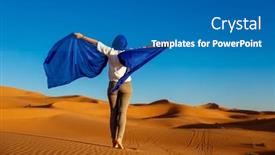  Presentation with turban - Presentation theme enhanced with beautiful-caucasian-woman-posing background and a teal colored foreground