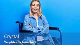  Presentation with wheelchair - PPT layouts having beautiful-caucasian-woman-sitting background and a teal colored foreground