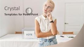  Presentation with voting - Presentation consisting of beautiful-caucasian-woman-standing background and a lemonade colored foreground