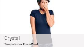  Presentation with bad breath - Presentation design featuring beautiful-caucasian-woman-wearing-bike background and a white colored foreground