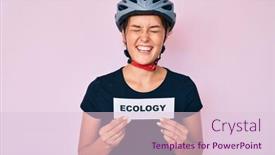  Presentation with ecology - Presentation theme consisting of beautiful-caucasian-woman-wearing-bike background and a lemonade colored foreground