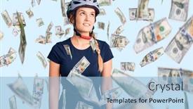  Presentation with bike - Audience pleasing presentation consisting of beautiful-caucasian-woman-wearing-bike backdrop and a light blue colored foreground