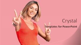  Presentation with two way street sign - Presentation design with beautiful-caucasian-woman-wearing-casual background and a coral colored foreground