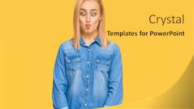  Presentation with lips - Audience pleasing presentation consisting of beautiful-caucasian-woman-wearing-casual backdrop and a yellow colored foreground