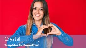  Presentation with heart love - Theme featuring beautiful-caucasian-woman-wearing-casual background and a teal colored foreground