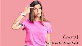  Presentation with acne woman - Presentation design having beautiful-caucasian-woman-wearing-casual background and a coral colored foreground