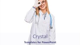  Presentation with eye doctor - Slides having beautiful-caucasian-woman-wearing-doctor background and a sky blue colored foreground