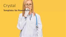  Presentation with anxiety and stress - Slide set featuring beautiful-caucasian-woman-wearing-doctor background and a yellow colored foreground