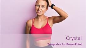  Presentation with sportswear - Cool new presentation theme with beautiful-caucasian-woman-wearing-sportswear backdrop and a lemonade colored foreground