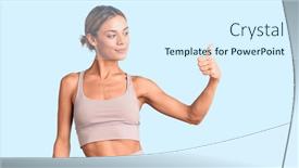  Presentation with sportswear - PPT theme consisting of beautiful-caucasian-woman-wearing-sportswear background and a sky blue colored foreground