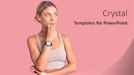  Presentation with sportswear - Beautiful PPT layouts featuring beautiful-caucasian-woman-wearing-sportswear backdrop and a coral colored foreground