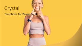  Presentation with sportswear - Amazing slide deck having beautiful-caucasian-woman-wearing-sportswear backdrop and a yellow colored foreground