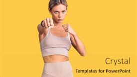  Presentation with violence - Amazing slides having beautiful-caucasian-woman-wearing-sportswear backdrop and a yellow colored foreground