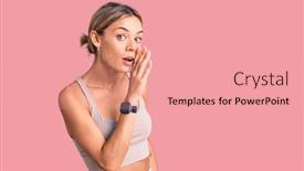  Presentation with sportswear - Colorful slide set enhanced with beautiful-caucasian-woman-wearing-sportswear backdrop and a coral colored foreground