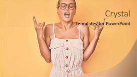  Presentation with rock music - Amazing theme having beautiful-caucasian-woman-wearing-summer backdrop and a yellow colored foreground