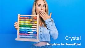  Presentation with hair - PPT theme having beautiful-caucasian-woman-with-blond background and a teal colored foreground