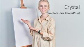  Presentation with hair - Presentation theme with beautiful-caucasian-woman-with-blond background and a light gray colored foreground