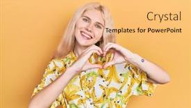  Presentation with colorful hands - PPT layouts enhanced with beautiful-caucasian-woman-with-blond background and a  colored foreground
