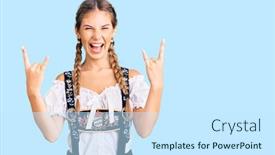  Presentation with traditional music - Colorful PPT theme enhanced with beautiful-caucasian-woman-with-blonde backdrop and a cool aqua colored foreground