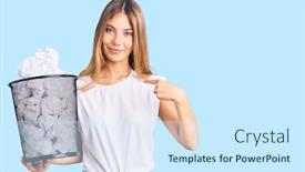  Presentation with bin - Presentation design enhanced with beautiful-caucasian-woman-with-blonde background and a cool aqua colored foreground