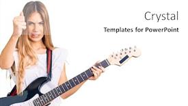  Presentation with electric guitar - Cool new presentation theme with beautiful-caucasian-woman-with-blonde backdrop and a white colored foreground