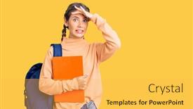  Presentation with hair - Presentation theme having beautiful-caucasian-woman-with-blonde background and a yellow colored foreground