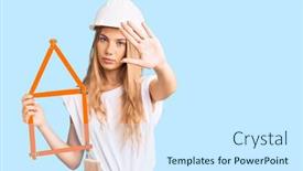  Presentation with hand tools - Cool new presentation design with beautiful-caucasian-woman-with-blonde backdrop and a cool aqua colored foreground