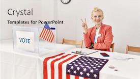  Presentation with political woman - PPT layouts having beautiful-caucasian-woman-working background and a lemonade colored foreground