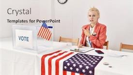  Presentation with political woman - Presentation theme with beautiful-caucasian-woman-working background and a lemonade colored foreground